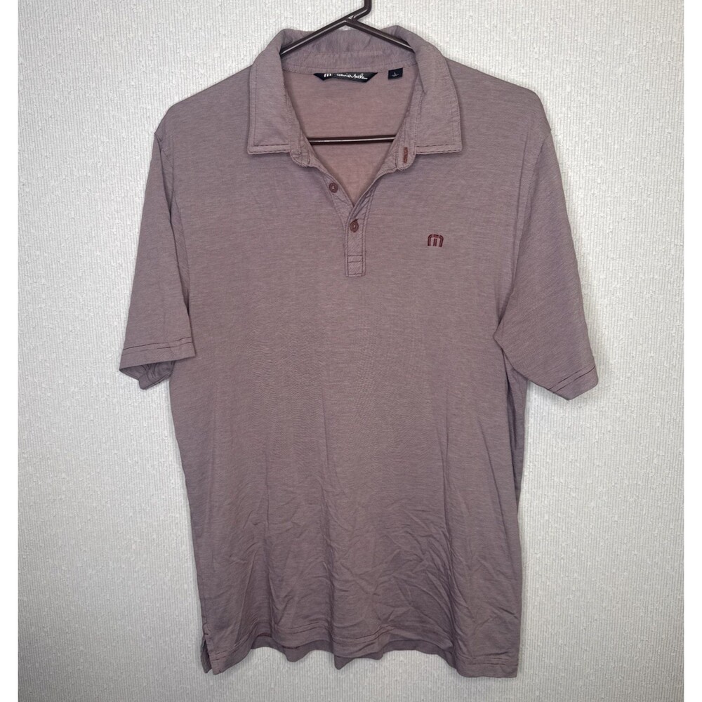 TravisMathew Mens Size Large L Maroon Pima Cotton Golf Polo Shirt Short Sleeve